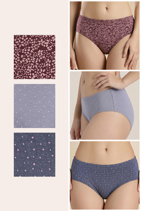 Zivame Low Rise Full Coverage Hipster Panty (Pack of 3) - Multicolor — image 2